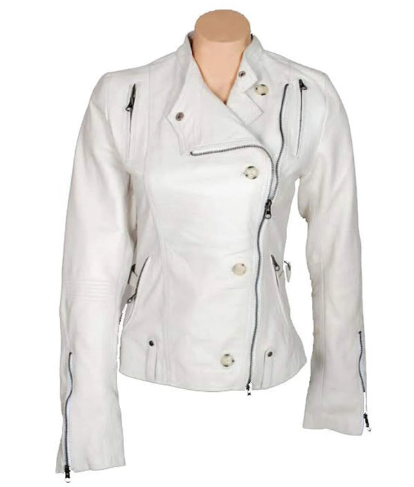 Get Smart Anne Hathaway White Leather Jacket