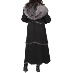 Black Shearling Leather Jacket For Womens