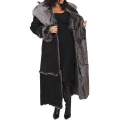 Black Shearling Leather Jacket For Womens