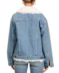 Sherpa Trucker Jacket Women, Blue