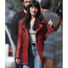 Madame Web Dakota Johnson Leather Peacoat