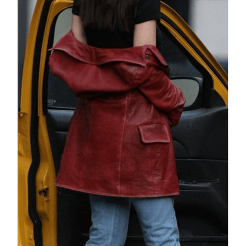 Madame Web Dakota Johnson Leather Peacoat