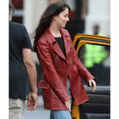 Madame Web Dakota Johnson Leather Peacoat