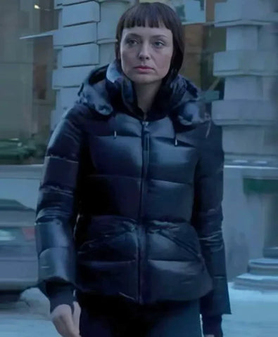 The Recruit Laura Haddock Black Puffer Jacket