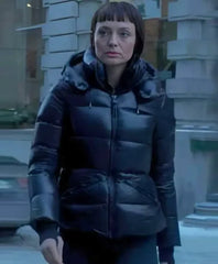 The Recruit Laura Haddock Black Puffer Jacket