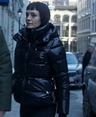 The Recruit Laura Haddock Black Puffer Jacket