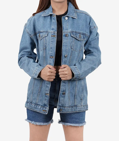 Womens Light Blue Oversized Denim Jacket