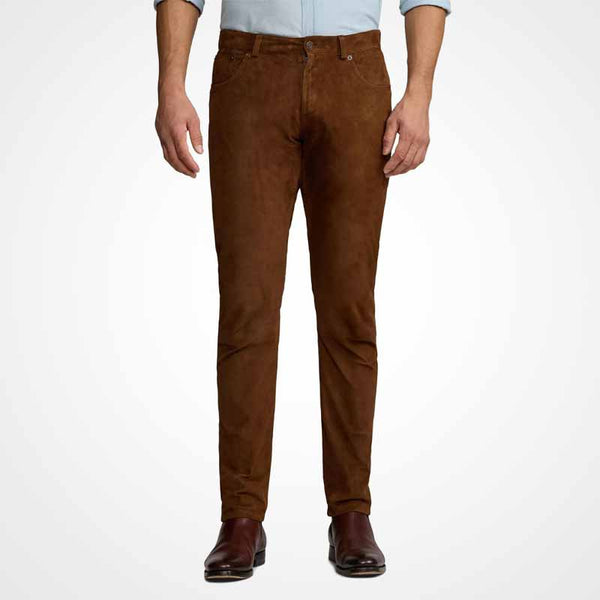 Men's Brown Suede Leather Pants