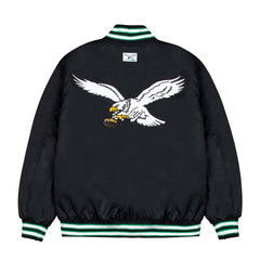 Philadelphia Eagles GOLF WANG Black Satin Bomber Jacket