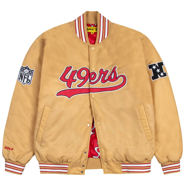 San Francisco 49ers GOLF WANG Gold Satin Bomber Jacket