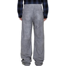 Men’s Grey Suede Wide Leg Leather Pants