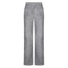 Men’s Grey Suede Wide Leg Leather Pants