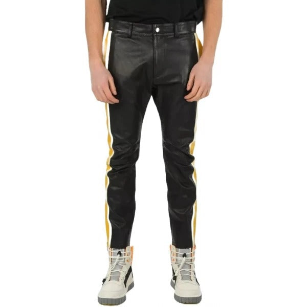Men’s Multicolor Biker Leather Pants