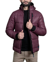 Men's Maroon Hooded Puffer Jacket