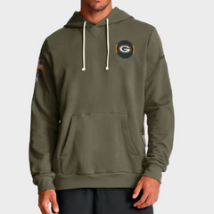 Green Bay Packers Olive 2025 Salute to Service Sideline Hoodie