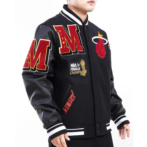 Miami Heat Mashup Black Varsity Jacket