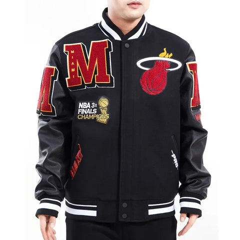 Miami Heat Mashup Black Varsity Jacket