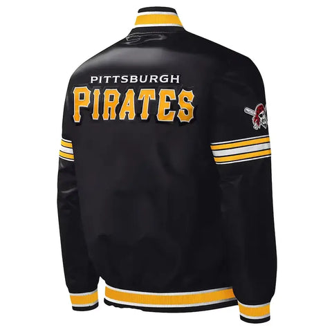 Pittsburgh Pirates Midfield Black Varsity Satin Jacket