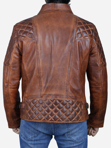 Knight Men's Brown Vintage Motorcycle Leather Jacket