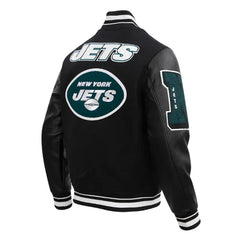 NY Jets Mashup Rib Black Varsity Wool Jacket