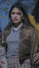 Pretty Little Liars Original Sin Maia Reficco Brown Vintage Leather Jacket