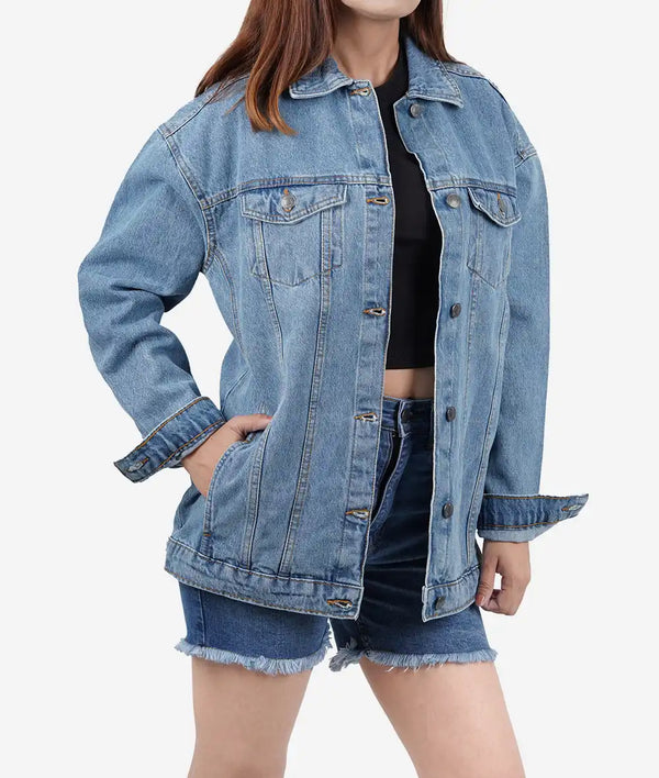Womens Light Blue Oversized Denim Jacket