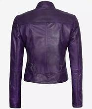 Amy Womens Vintage Purple Leather Biker Jacket