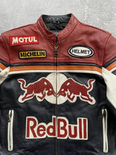 Vintage Red Bull Racing Leather Jacket  Motorsport Biker Outerwear