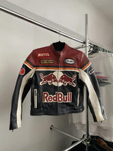 Vintage Red Bull Racing Leather Jacket  Motorsport Biker Outerwear