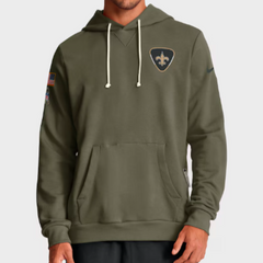 New Orleans Saints Olive 2025 Salute to Service Sideline Hoodie