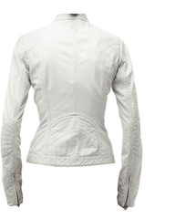 Pure Sheep Leather Biker Jacket Women, White