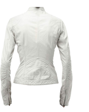 Pure Sheep Leather Biker Jacket Women, White