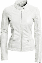 Faux Leather Biker Jacket Women, White