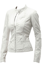Pure Sheep Leather Biker Jacket Women, White
