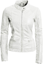 Pure Sheep Leather Biker Jacket Women, White