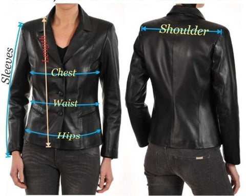 Lamb Skin Leather Blazer Women Slim Fit