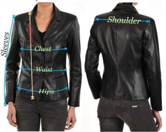 Lamb Skin Leather Blazer Women Slim Fit