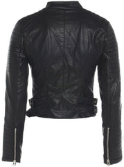 Moto Asymmetrical Biker Jacket Women, Black