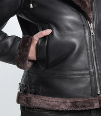 Women's Dark Brown B3 Bomber Shearling Leather Jacket