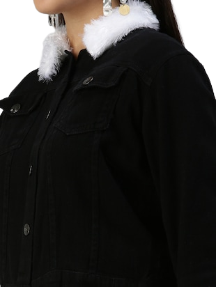 Contrast Teddy Collar Flap Pocket Cord Jacket