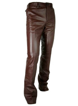 Stylish Men's Pure Brown Leather Pants
