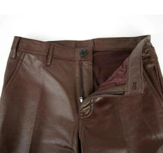 Stylish Men's Pure Brown Leather Pants