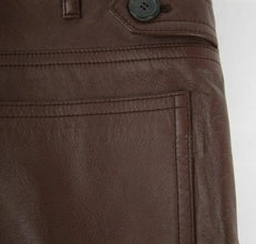 Stylish Men's Pure Brown Leather Pants