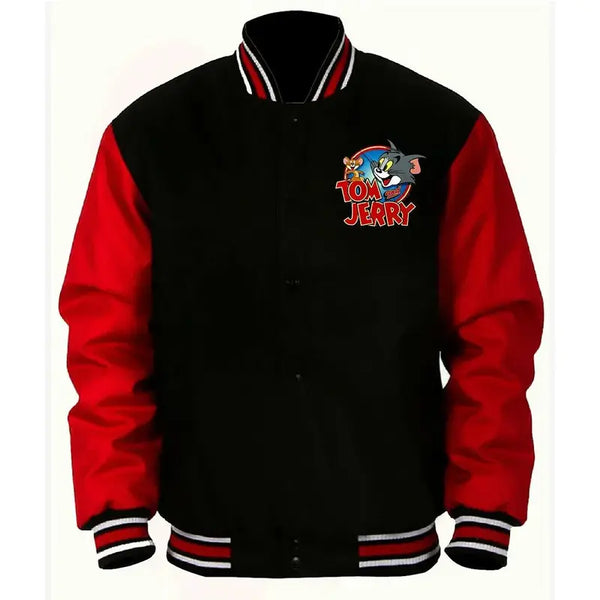 Tom and Jerry Red and Black Varsity Jacket