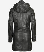 Women Long Coat - Real Leather Zip Up