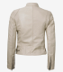 Dodge Beige Cafe Racer Leather Jacket for Women