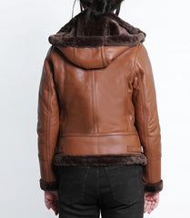 Women's Cognac B3 Bomber Shearling Leather Jacket