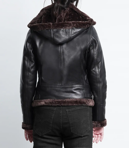 Women's Dark Brown B3 Bomber Shearling Leather Jacket