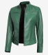 Women's Green Cafe Racer Leather Jacket