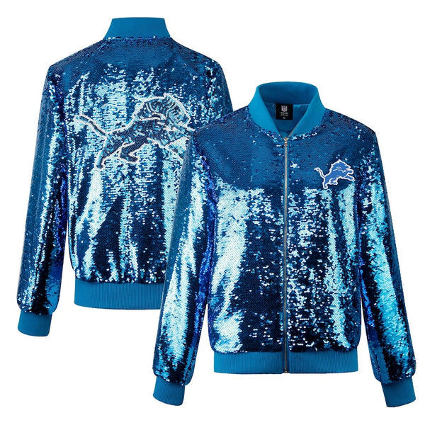 Detroit Lions Cuce Team Sequin Bomber Jacket